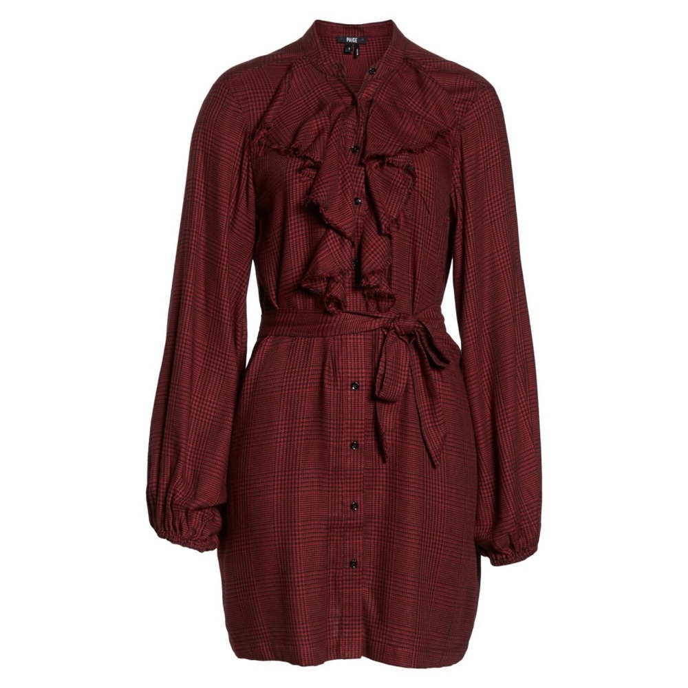 NEW! PAIGE Isabelle Plaid Button Ruffle Shirtdress Size XS